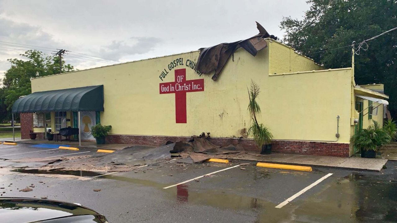 A Dade City church felt the effects of today's severe thunderstorms after its roof was blown off. 