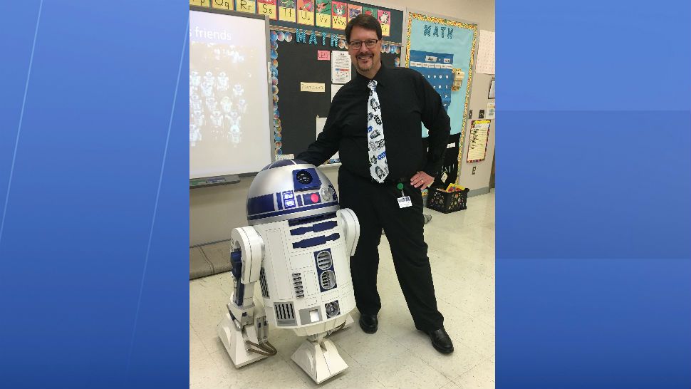 Randy Nothdorf, a technology integration specialist with Polk County Schools, created a replica of R2-D2 from "Star Wars." (Stephanie Claytor, staff)
