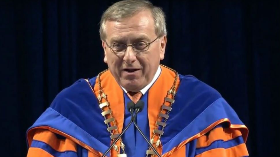 UF President Kent Fuchs, 67, said in a video address that he informed Board of Trustees Chairman Mori Hosseini of his decision last August, and they agreed to make it public this month. (File photo)