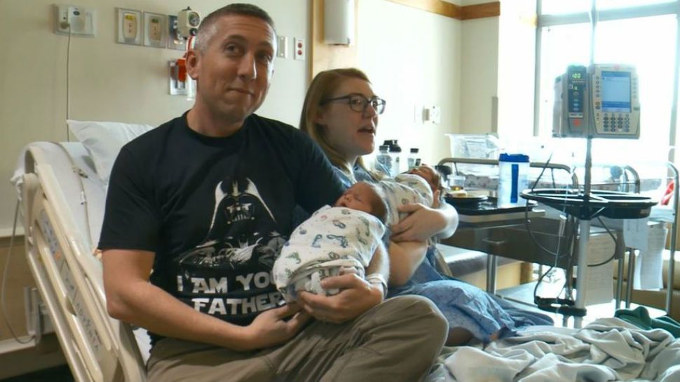 A Utah couple became parents of a boy and a girl on "Star Wars" day, Friday, May 4. (KSTU via CNN Newsource)