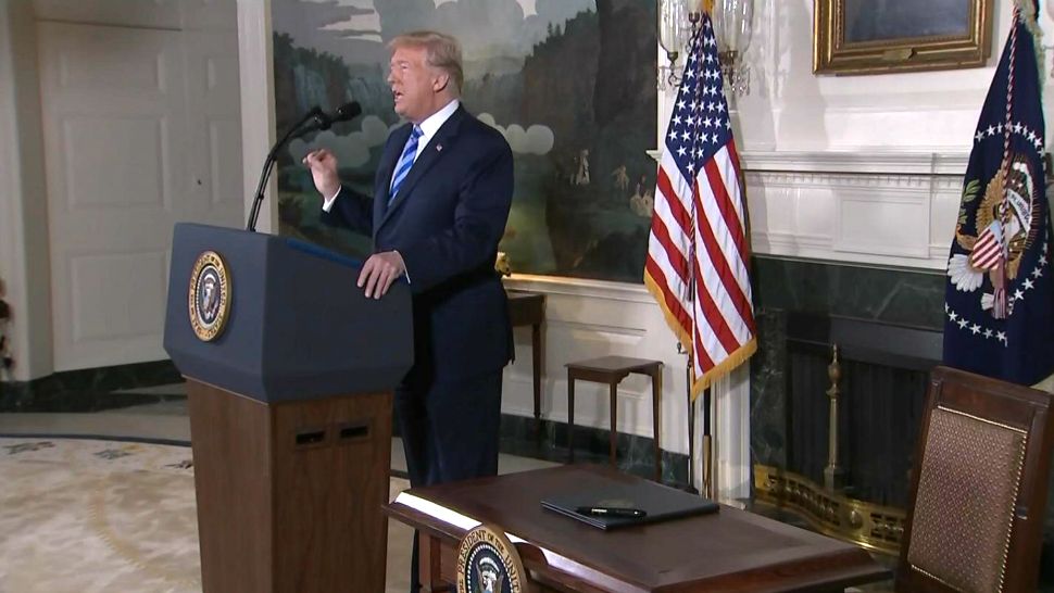 In an address from the White House, President Donald Trump on Tuesday announced that the U.S. would pull out of the landmark Iran nuclear accord. (Screen grab from CNN)