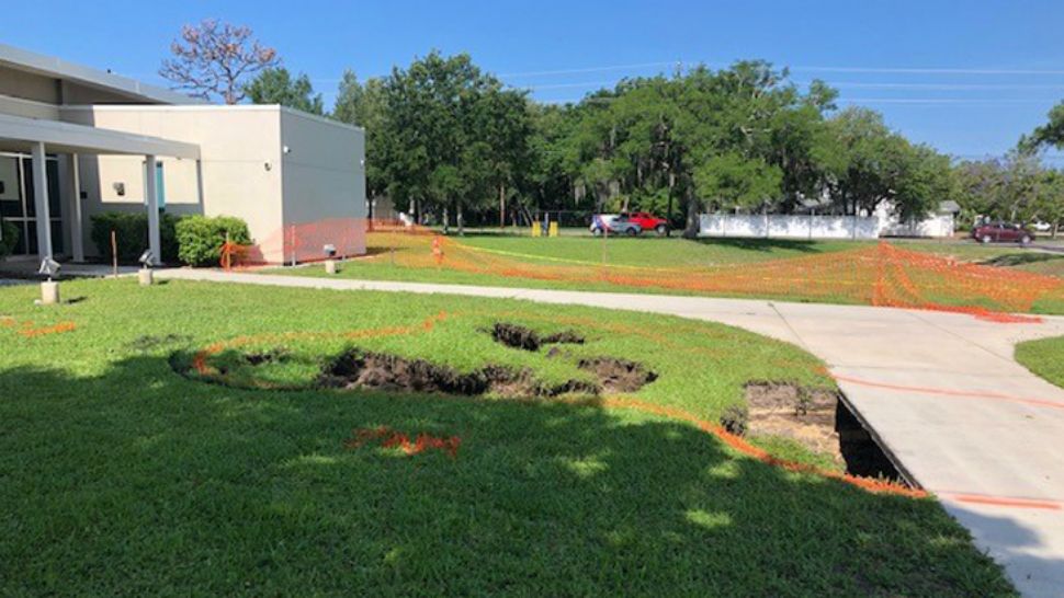 Police Possible Sinkhole On Tarpon Springs High Campus