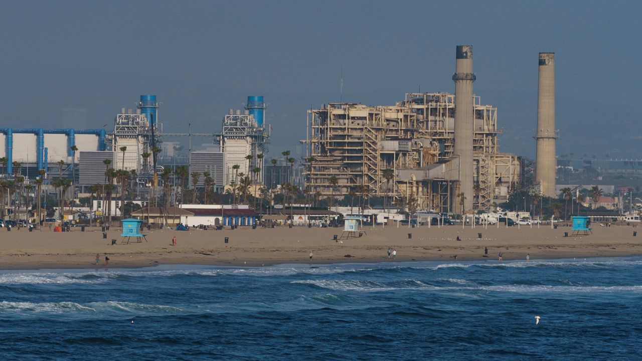 This May 2, 2022, photo shows the AES Huntington Beach Energy Center in Huntington Beach, Calif. (AP Photo/Damian Dovarganes)