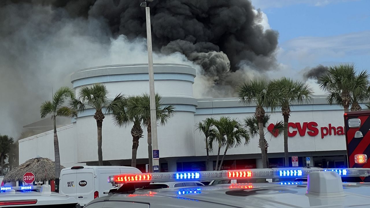 St. Pete Fire Rescue crews are responding to a two-alarm fire at a CVS Pharmacy at 4685 Gulf Blvd. (Photo: Tom Findlay)