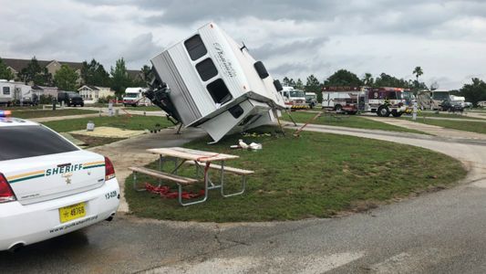 Strong Winds Overturn RV With 6 Inside at Florida RV Park