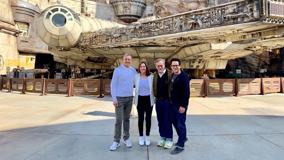 Disney CEO Bob Iger, left, visited Star Wars: Galaxy's Edge at Disneyland over the weekend and brought a few famous friends with him. (Courtesy of Bob Iger)