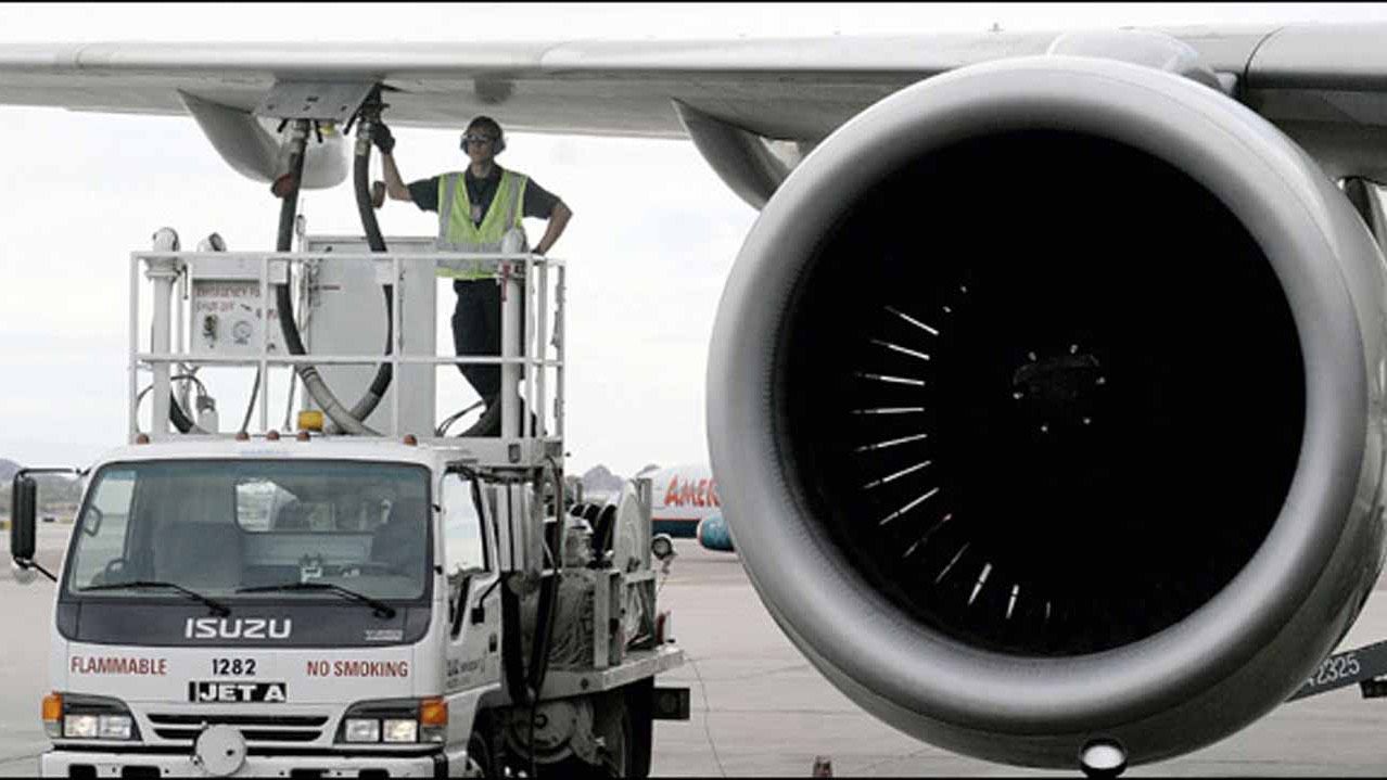 The airline industry is working toward reducing its reliance on fossil-based fuels. (Associated Press)