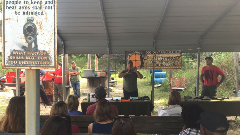 Dozens of teachers participated Saturday in a firearm safety class offered by Downrange Concealed Carry and Tactical Training. (Sarah Blazonis, staff)
