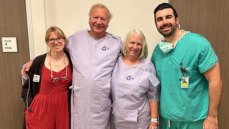 The O'Neils on the day their bone-anchored hearing aids were implanted at AdventHealth Dade City. (AdventHealth Dade City)