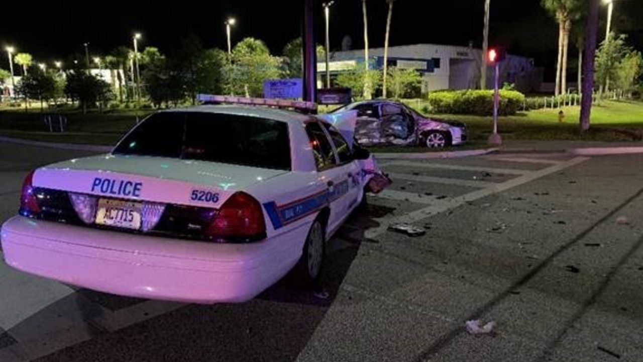 Daytona Beach police say an 80-year-old driver caused crash involving a patrol vehicle Thursday night. (Handout)