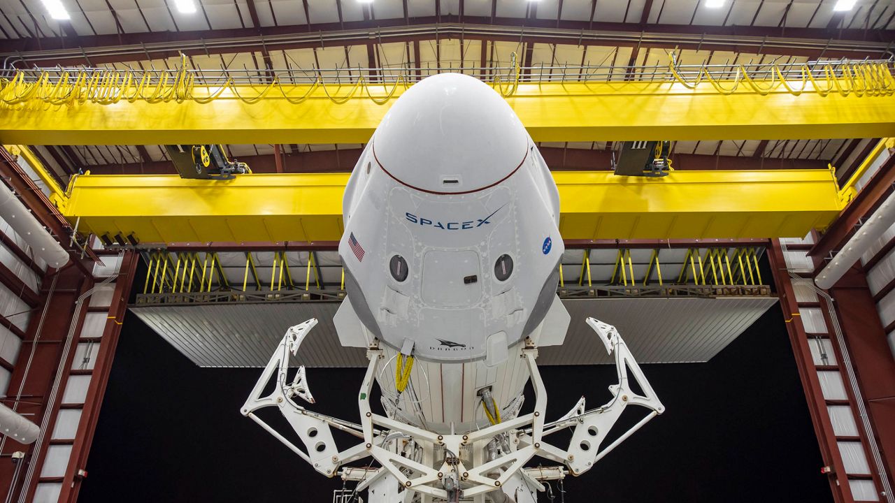 It's hard to tell from this photo, but the Crew Dragon capsule is 27 feet tall. (SpaceX)