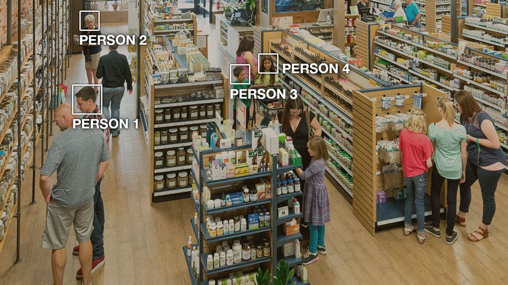 With Amazon Rekognition, you can track people in video even when their faces are not clearly visible. (Amazon)