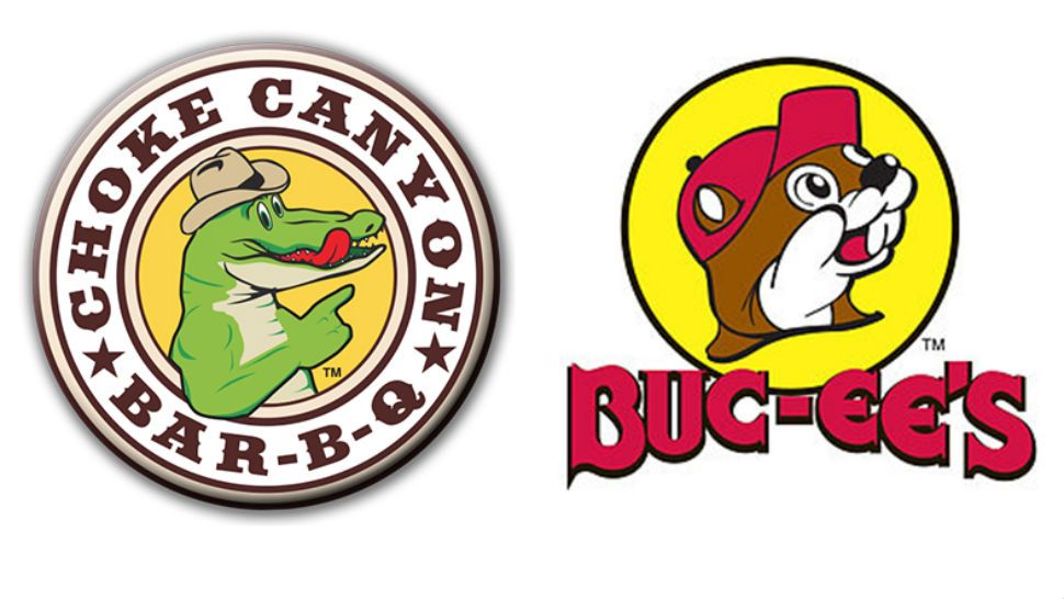 From left to right: Choke Canyon logo, Buc-ee's logo.