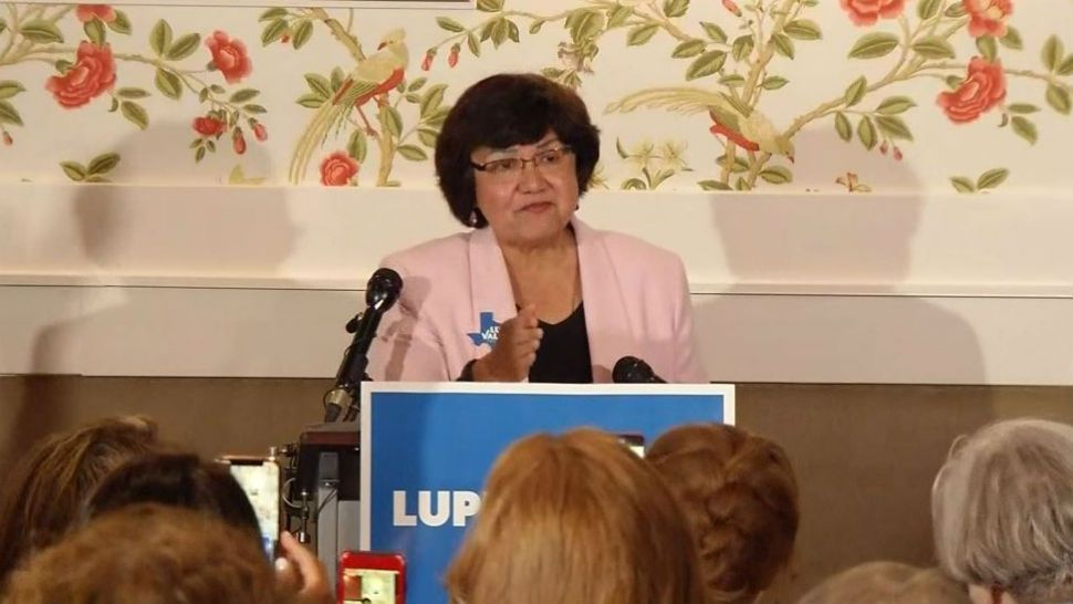 Lupe Valdez speaks after winning the runoff election on May 22, 2018. 