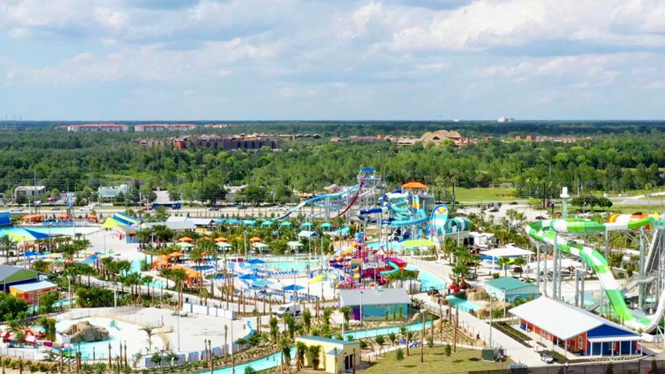 Aerial shot of Island H2O Live!, the new water park at Margaritaville Resort Orlando. (Courtesy of Island H2O Live!)