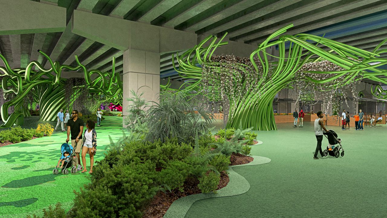 The area will become an entertainment space with art and light shows, while integrating different forms of transportation for convenience. (City of Orlando rendering)