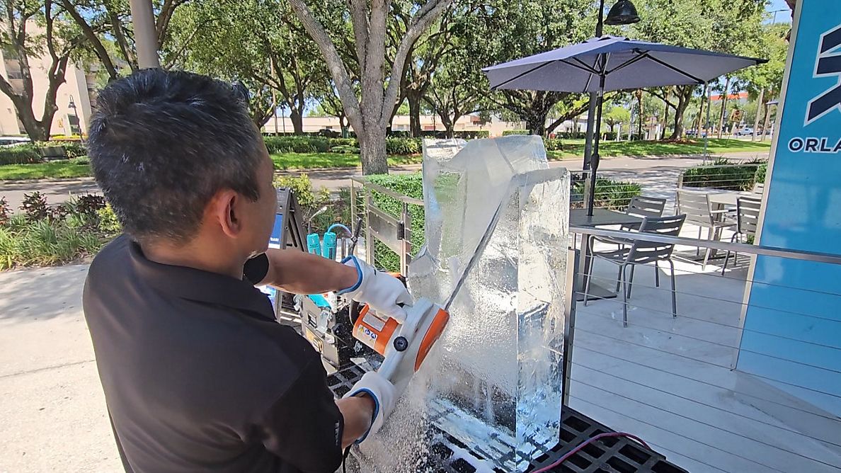 Watch live ice carving demos all summer long, including an artist who has competed in the Olympics. (Spectrum News 13/Chris Hare)