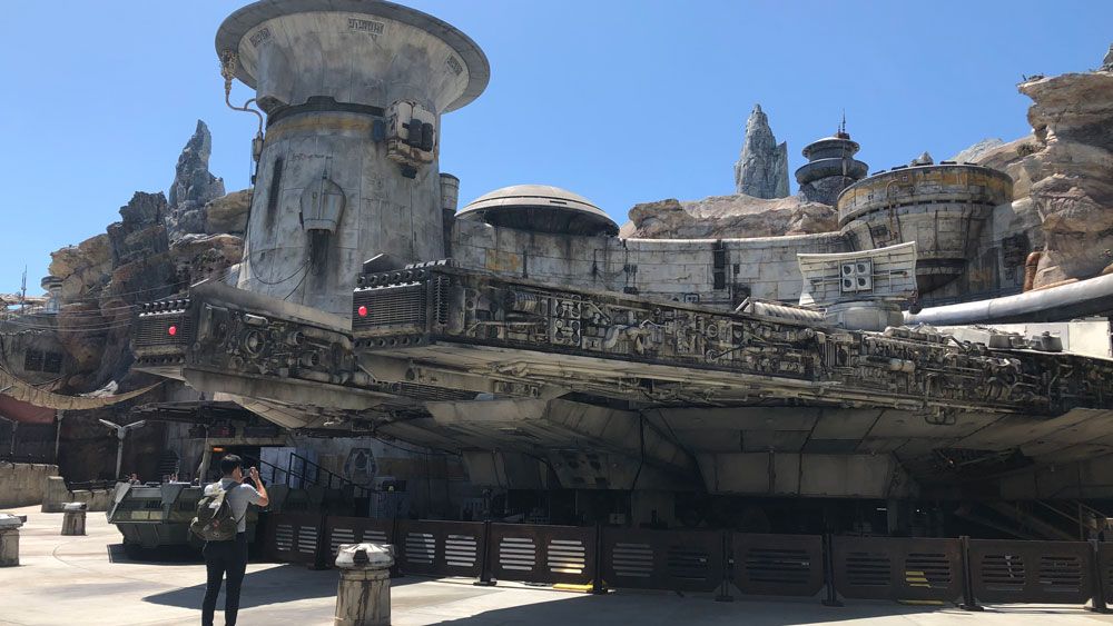 The Millennium Falcon in Star Wars: Galaxy's Edge at Disneyland in California. (Ashley Carter/Spectrum News)