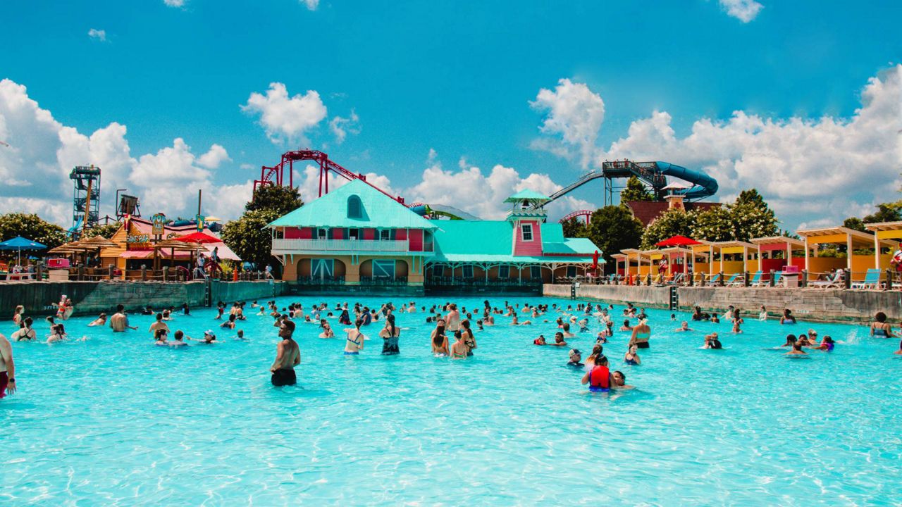 people swimming in the wave pool