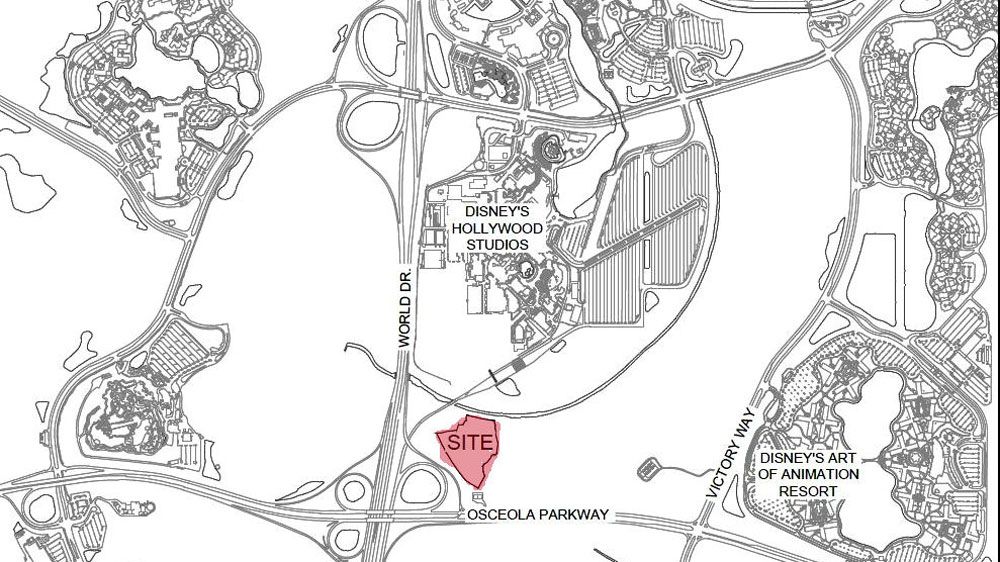 A map pulled from permits shows the exact location for the new Star Wars hotel at Walt Disney World. (South Florida Water Management District)