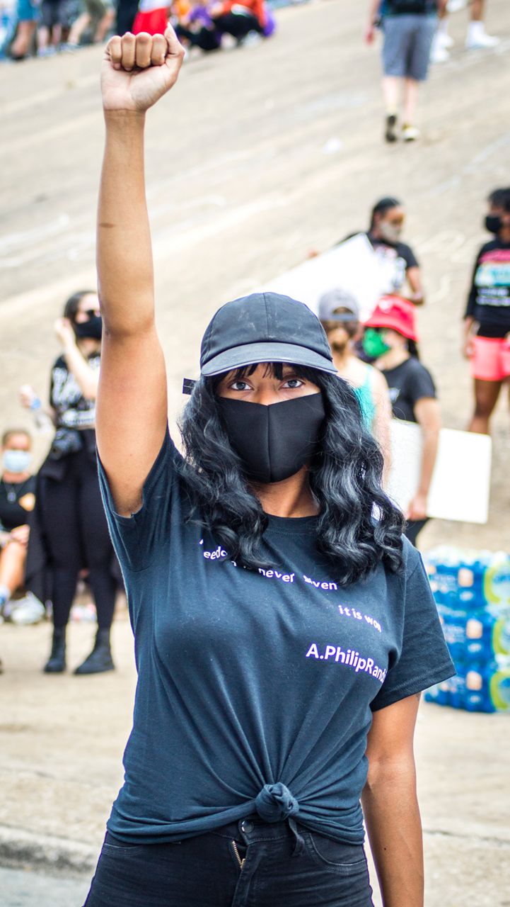 People protest in Austin over police killings.