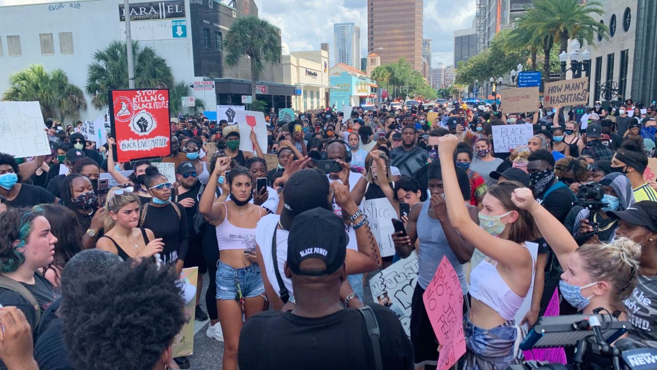 Floyd Protesters March in Downtown Orlando