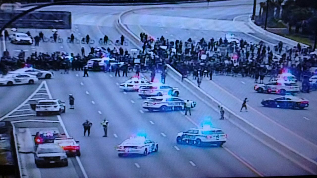 Protesters in Orlando caused State Road 408 to shut down on Saturday. (FDOT camera)