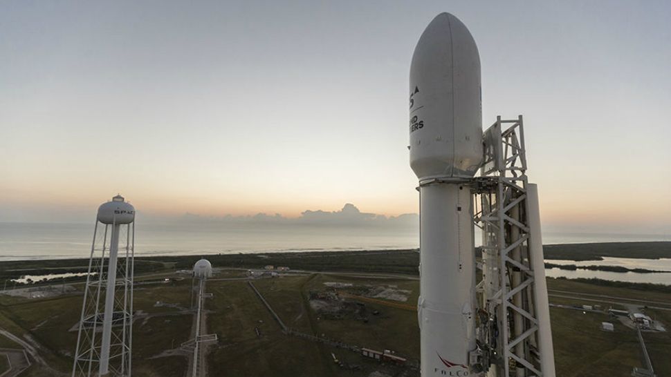SpaceX's Falcon 9 rocket awaits launch. (SpaceX/File)