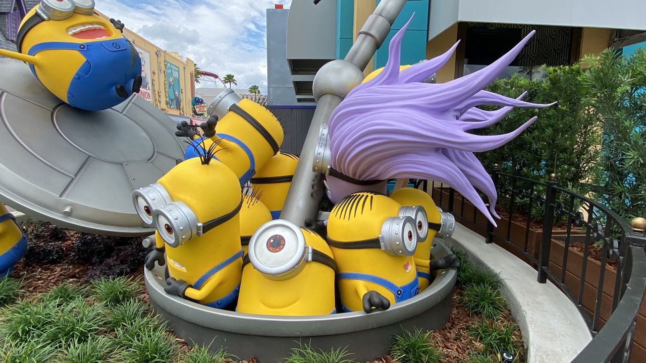 The sign for the upcoming Minion Land at Universal Studios Florida. (Spectrum News/Ashley Carter)