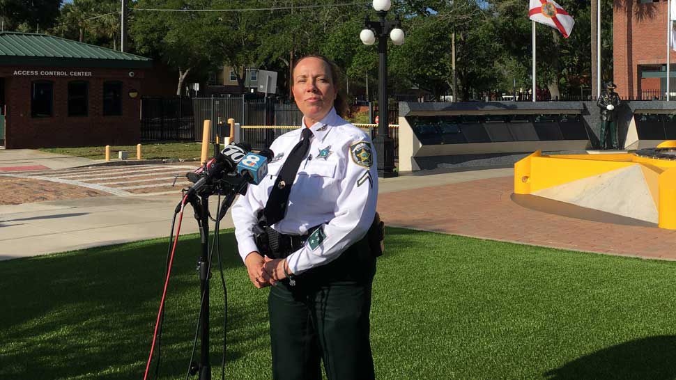 Hillsborough County Sheriff's Office Master Deputy Lisa McVey Noland answers questions from media on Wednesday, May 1, 2019. Noland survived being kidnapped and raped by convicted serial killer Bobby Joe Long, who authorities believe murdered at least eight women in the Tampa Bay area in the 1980's. (Laurie Davison/Spectrum Bay News 9)