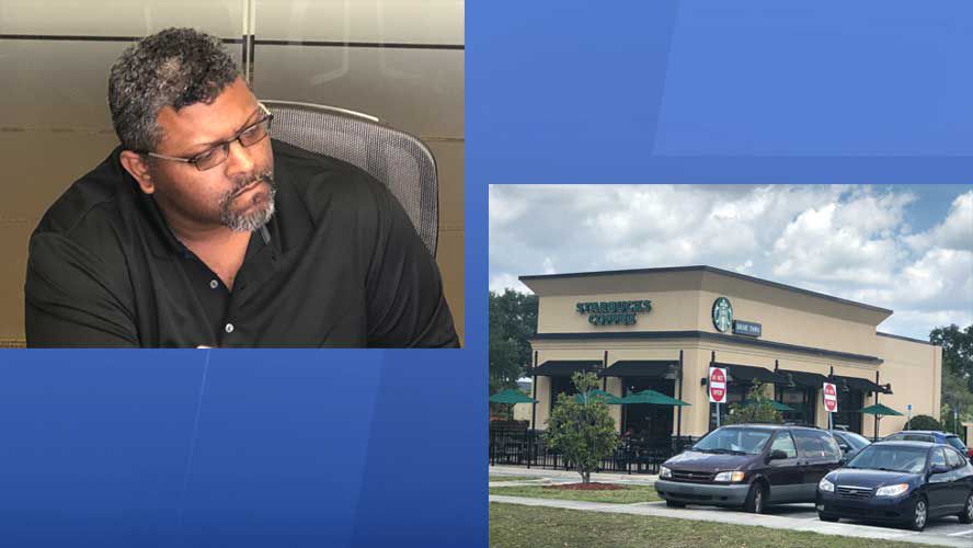 Left to right: Lorne Green accused employees at the Starbucks location in Brandon's Regency Square of racial profiling during an April 22 incident at the store. Green, alongside his attorney, detailed the incident during a press conference on Wednesday, May 8, 2019. (Trevor Pettiford/Spectrum Bay News 9)