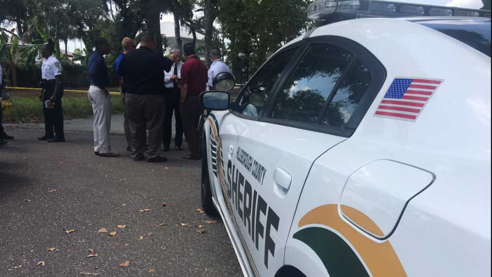 Deputies investigate the scene where a man was killed after a gun discharged at a construction site Wednesday. (Hillsborough County Sheriff's Office)