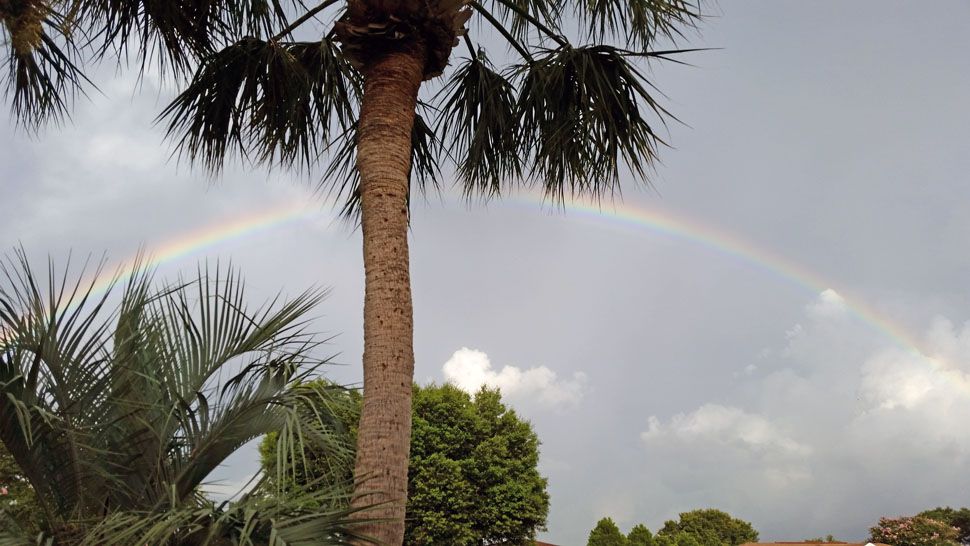 Submitted via the Spectrum News 13 app: Storms coming in Ocala with a beautiful rainbow on Sunday, June 24, 2018. (Bonnie Clark, viewer)