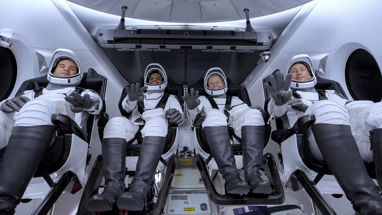 Mission specialist Tibor Kapu, left, pilot Shubhanshu Shukla, Cmdr. Peggy Whitson, and mission specialist Sławosz Uznański-Wiśniewski are heading to the International Space Station as they plan for a two-week stay as they will be conducting more than 60 experiments. (Axiom Space)