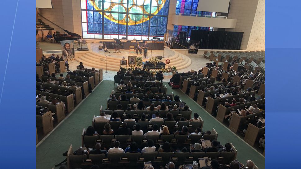Hundreds packed a St. Petersburg church on Saturday to pay their respects to former St. Pete Police Officer Freddie Crawford who paved the way for African-Americans in law enforcement. (Ashley Paul/Spectrum Bay News 9)