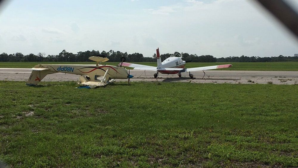 A closer look at planes damaged during storms at Space Coast Regional Airport in Titusville. (Courtesy of Steve Adams)