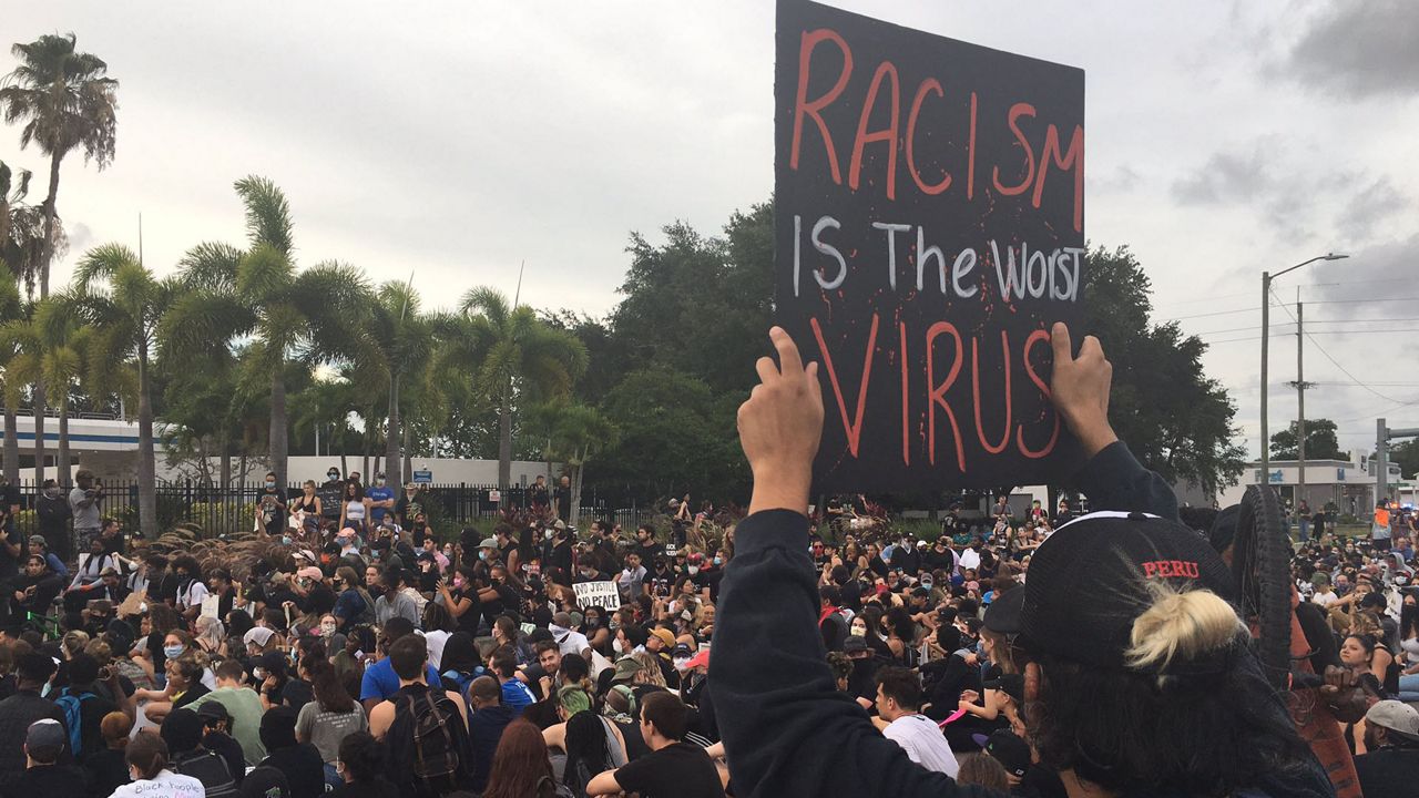 Hundreds of protesters gathered on Kennedy Blvd. for several hours on June 2, 2020. (File photo of one of the protests that occurred around the Bay Area -- not specific protest related to story). (Courtesy of Sarah Blazonis/Spectrum Bay News 9)