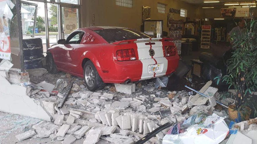 A 19-year-old Lake Hamilton man was arrested Monday afternoon after crashing into a business in Haines City, according to police. (Courtesy of the Haines City Police Department)