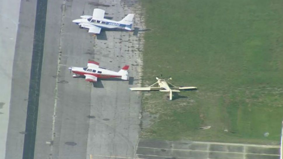 A closer look at planes damaged during storms at Space Coast Regional Airport in Titusville. (Sky 13)