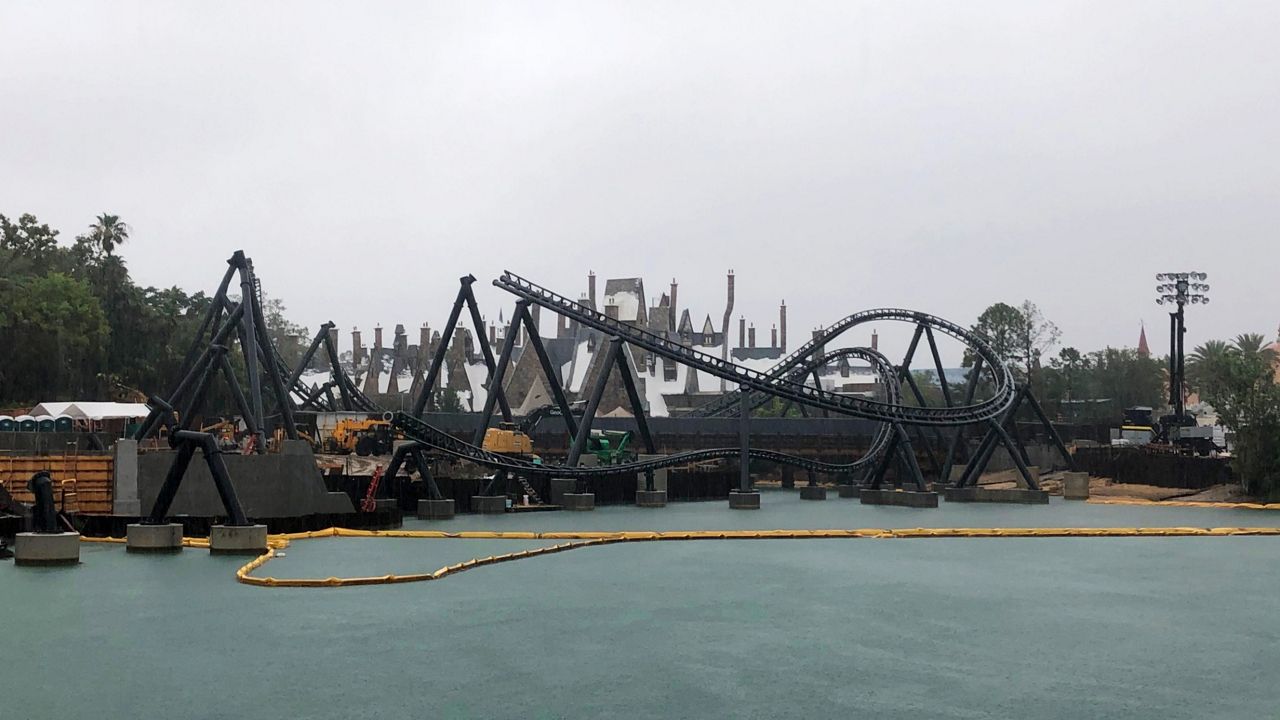 The yet to be announced Jurassic Park coaster, which is currently under construction at Universal's Islands of Adventure. (Ashley Carter/Spectrum News 13)