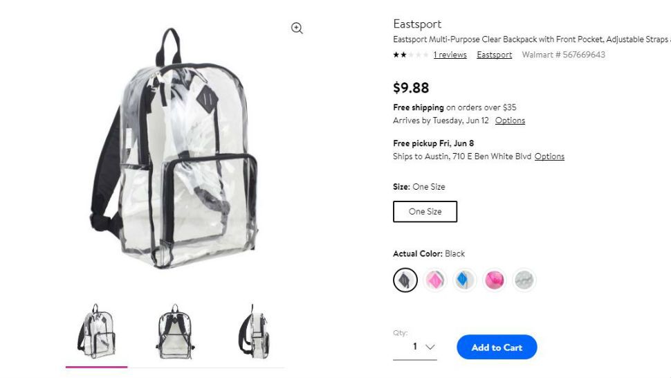 clear book bags walmart