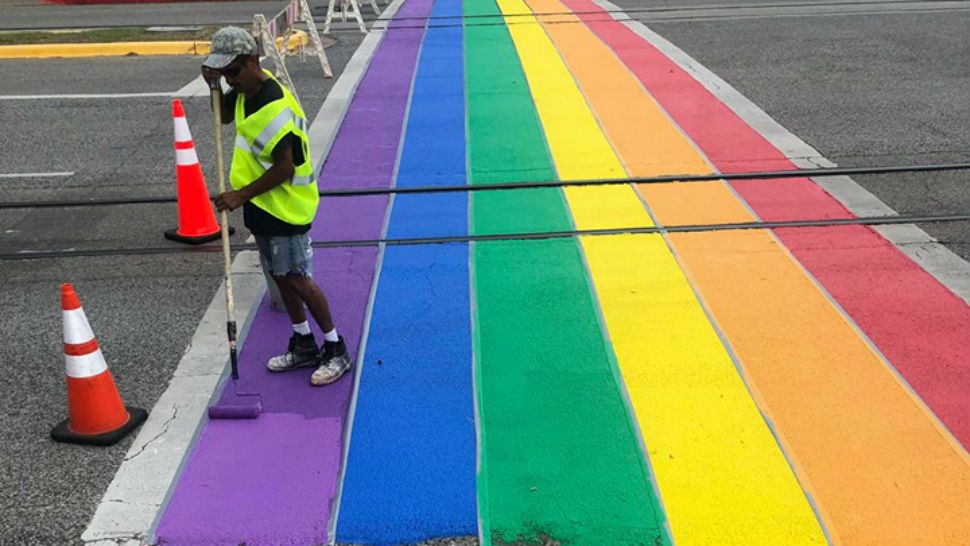 Galveston residents paid for a new rainbow Pride crosswalk to be created in the city. (Courtesy: City of Galveston Facebook)