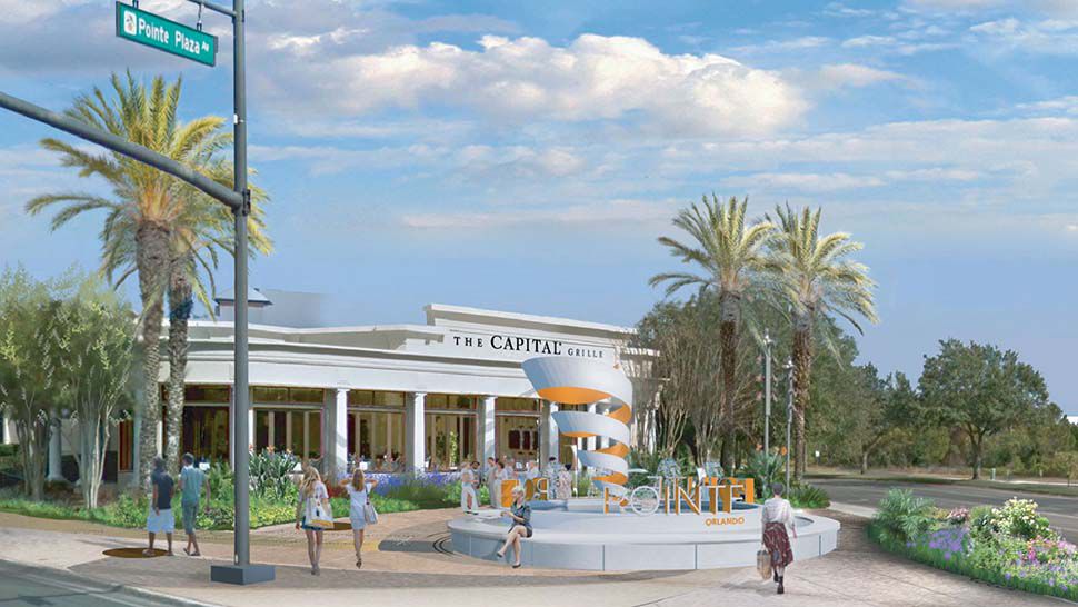 Artist rendering of the new entrance Pointe Orlando will get as part of a $32 million redevelopment project. (Courtesy of Brixmor Property Group)