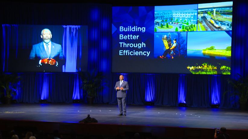 Orange County Mayor Jerry L. Demings delivers his State of the County address on Friday. (Spectrum News 13/Brandon Spencer)