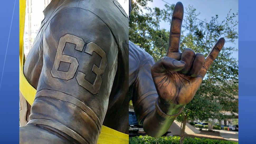 The Hillsborough Expressway Authority gave a sneak peak of the Lee Roy Selmon statue on Twitter that will be unveiled Friday on the Selmon Greenway. (Courtesy of @THEASelmon)