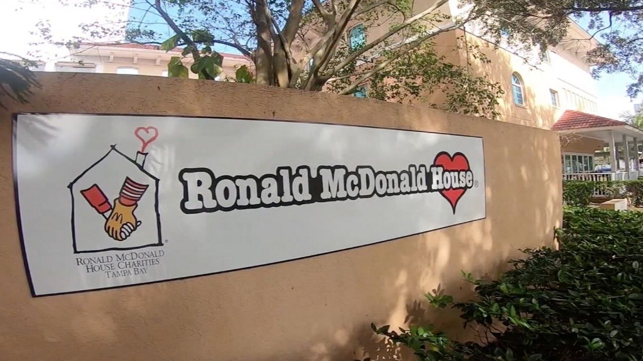 Sign promoting the Ronald McDonald House. 