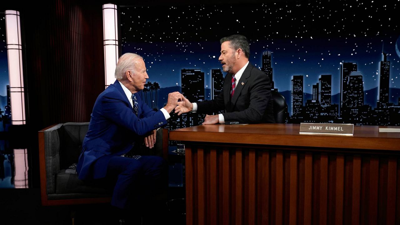 Few laughs, tough questions as Biden chats with Kimmel