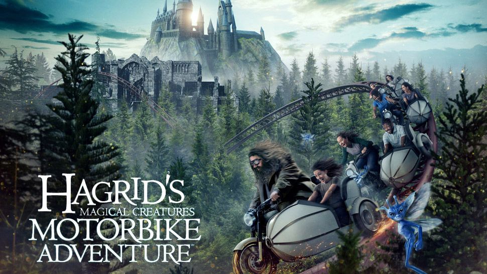Concept art for Hagrid's Magical Creatures Motorbike Adventure. (Courtesy of Universal)