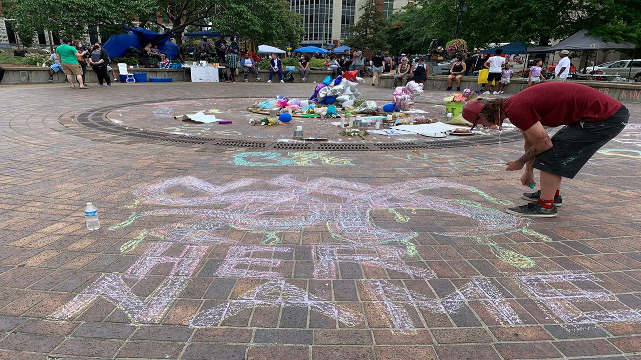 Marker in Jefferson Square Park for Breonna Taylor, 2020 protests