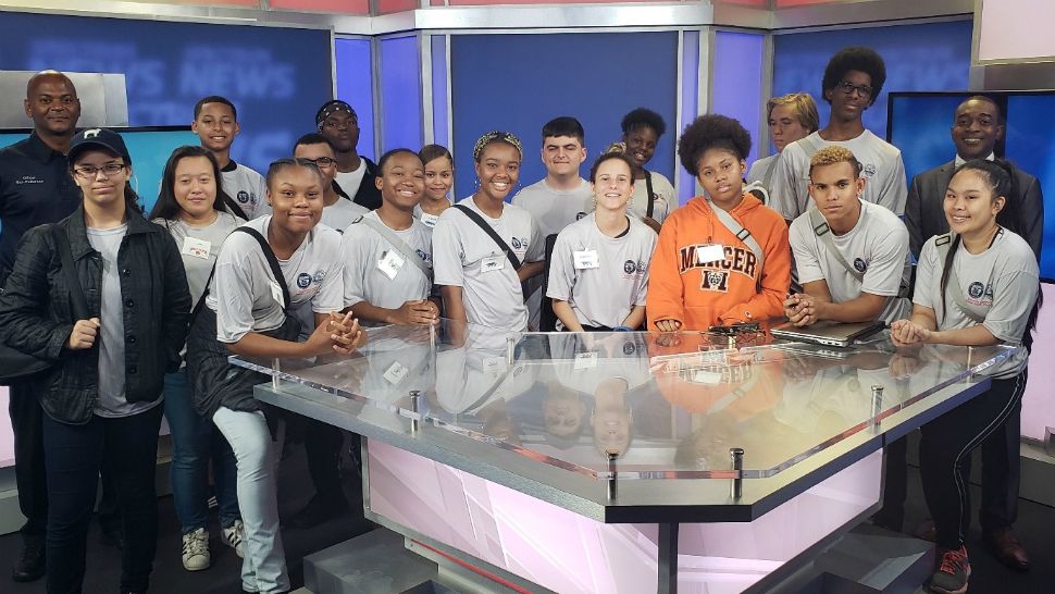Members of the Orlando Teen Police and Fire Academy visit Spectrum News 13 on Monday, June 10, 2019.